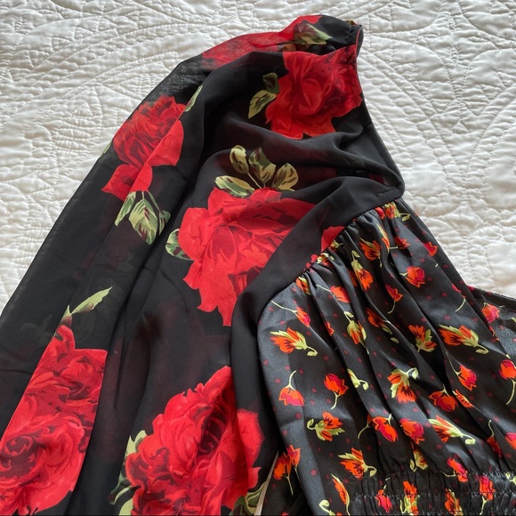 ASOS DESIGN Button Front Mini Dress in Rose Print - Picture 6 of 6